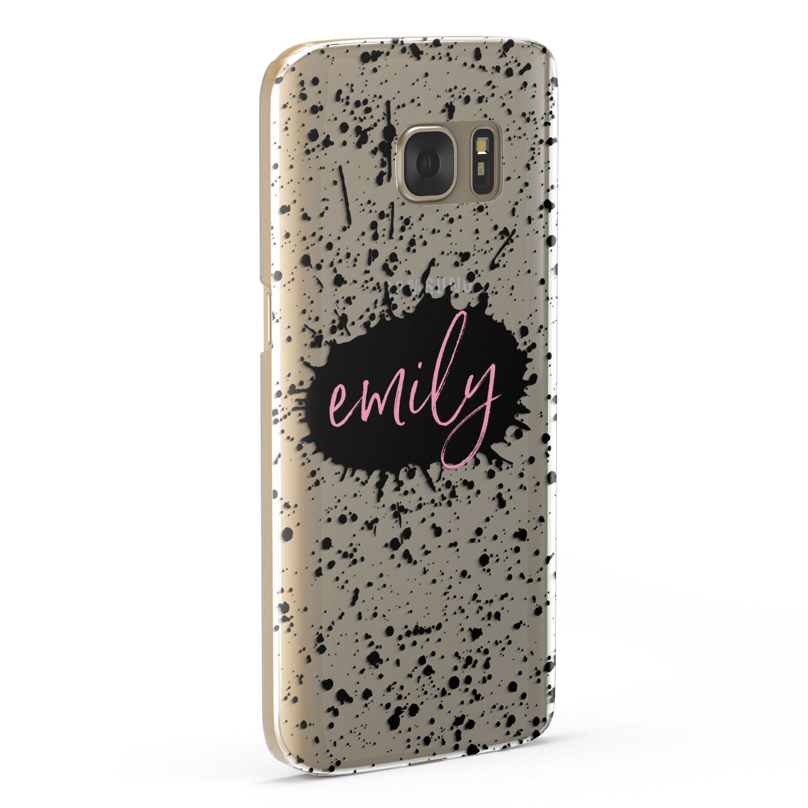 Personalised Black Ink Splat Clear Name Samsung Galaxy Case Fourty Five Degrees