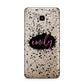 Personalised Black Ink Splat Clear Name Samsung Galaxy J7 2016 Case on gold phone