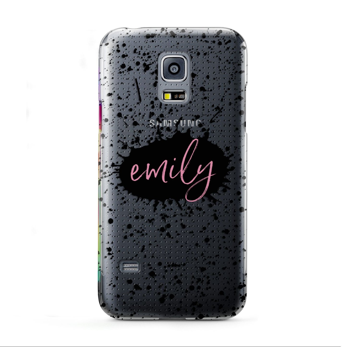Personalised Black Ink Splat Clear Name Samsung Galaxy S5 Mini Case