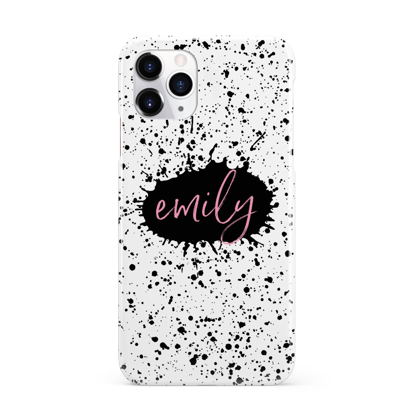 Personalised Black Ink Splat Clear Name iPhone 11 Pro 3D Snap Case