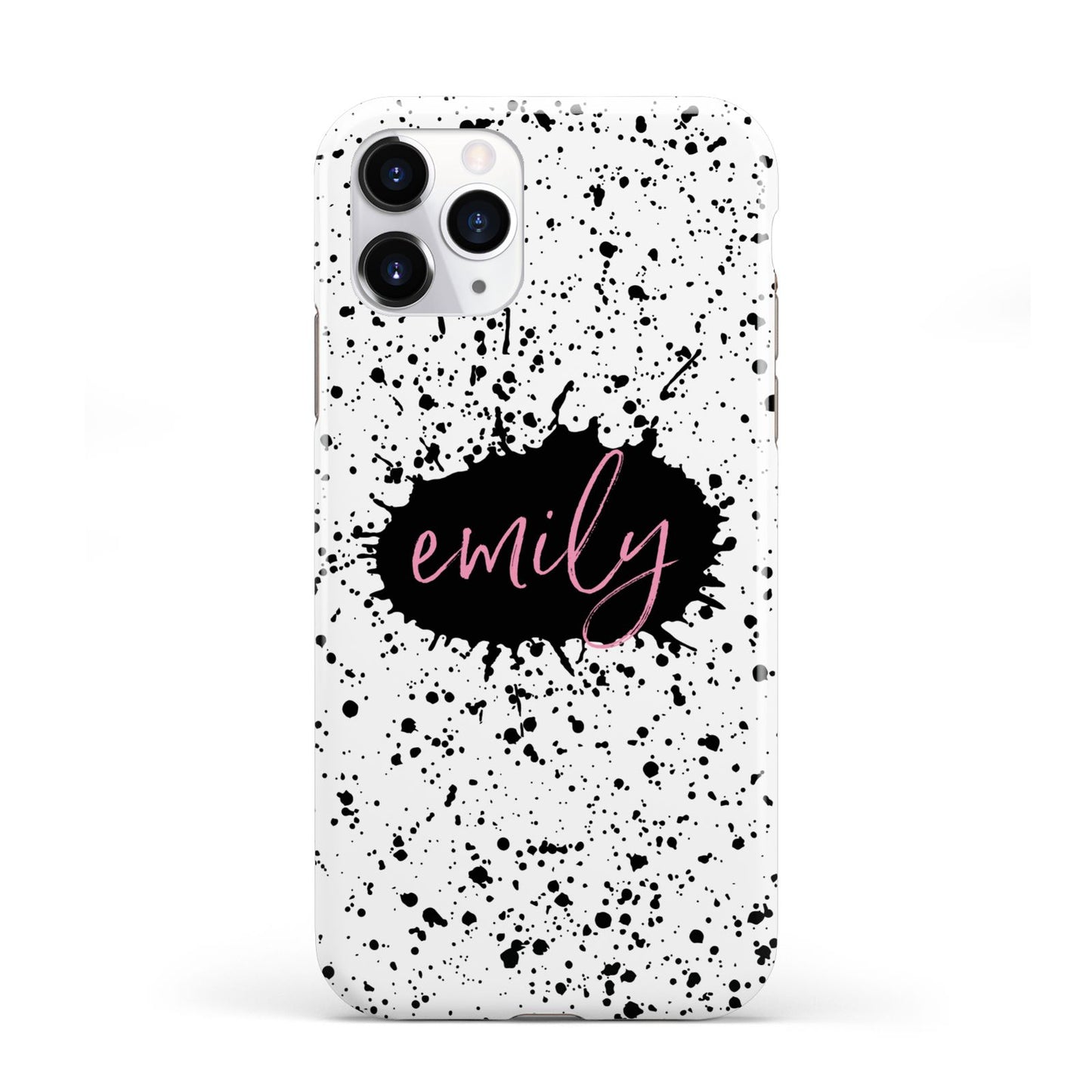 Personalised Black Ink Splat Clear Name iPhone 11 Pro 3D Tough Case