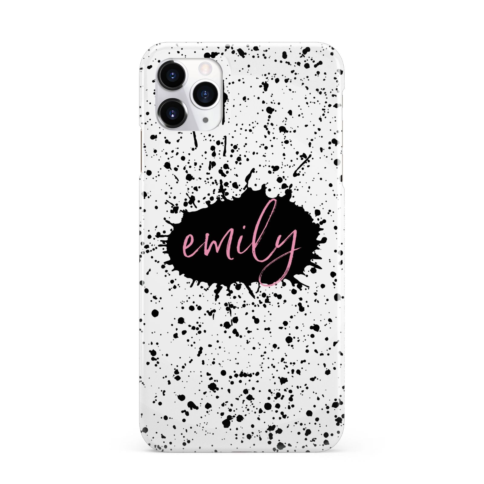 Personalised Black Ink Splat Clear Name iPhone 11 Pro Max 3D Snap Case