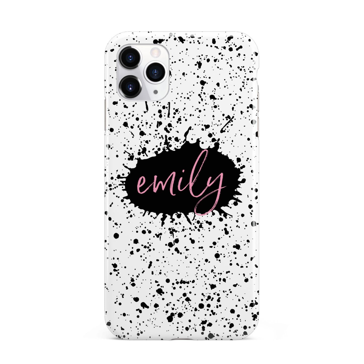 Personalised Black Ink Splat Clear Name iPhone 11 Pro Max 3D Tough Case