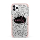 Personalised Black Ink Splat Clear Name iPhone 11 Pro Max Impact Pink Edge Case