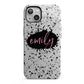 Personalised Black Ink Splat Clear Name iPhone 13 Full Wrap 3D Tough Case