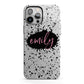 Personalised Black Ink Splat Clear Name iPhone 13 Pro Max Full Wrap 3D Tough Case