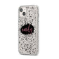 Personalised Black Ink Splat Clear Name iPhone 14 Plus Glitter Tough Case Starlight Angled Image