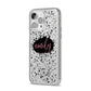 Personalised Black Ink Splat Clear Name iPhone 14 Pro Max Glitter Tough Case Silver Angled Image