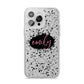 Personalised Black Ink Splat Clear Name iPhone 14 Pro Max Glitter Tough Case Silver