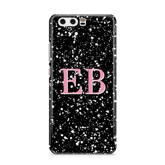 Personalised Black Ink Splat Initials Huawei P10 Phone Case