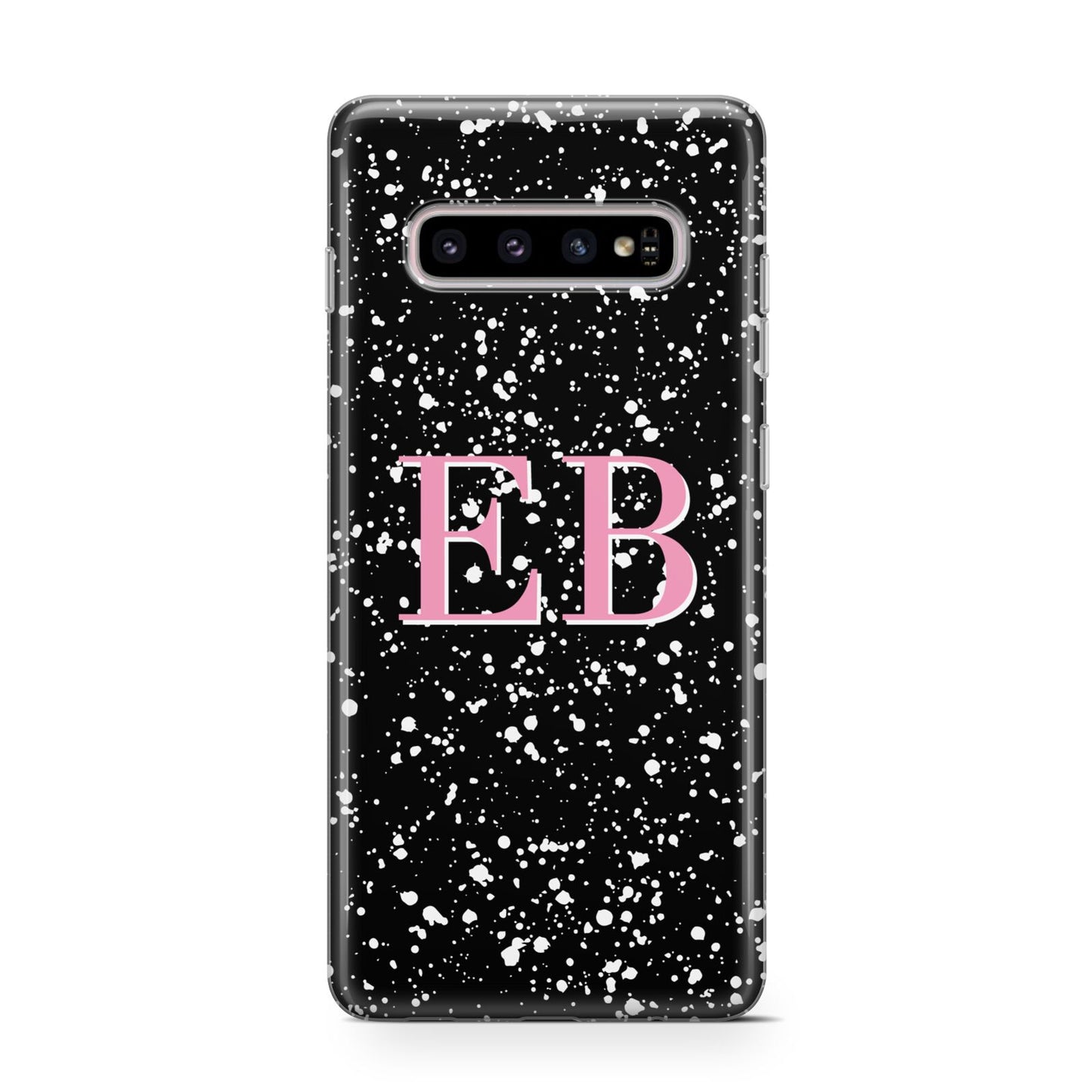 Personalised Black Ink Splat Initials Protective Samsung Galaxy Case