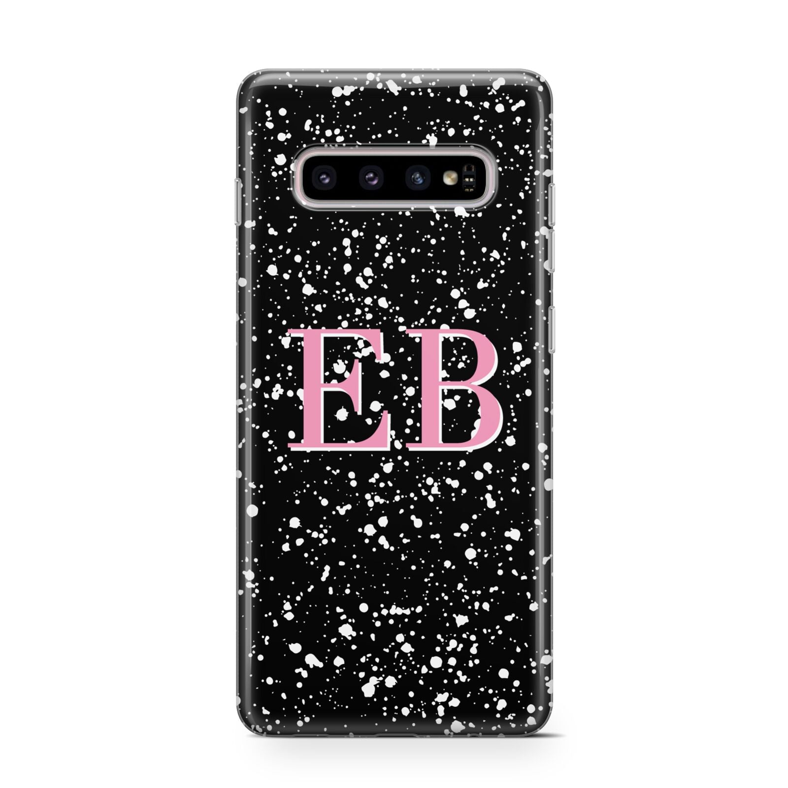 Personalised Black Ink Splat Initials Protective Samsung Galaxy Case