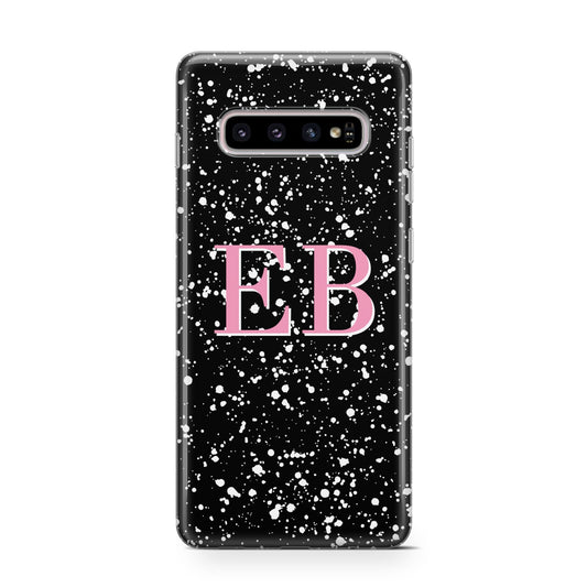Personalised Black Ink Splat Initials Protective Samsung Galaxy Case