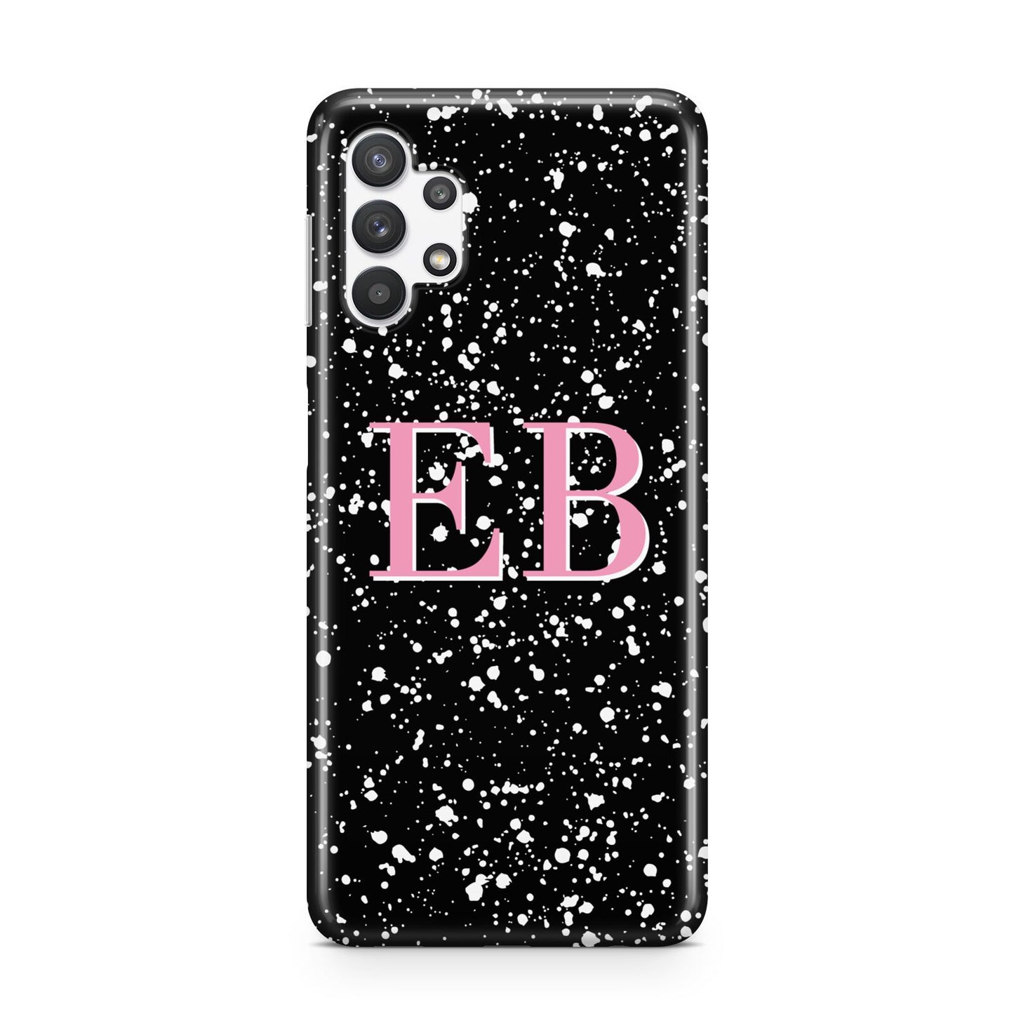 Personalised Black Ink Splat Initials Samsung A32 5G Case