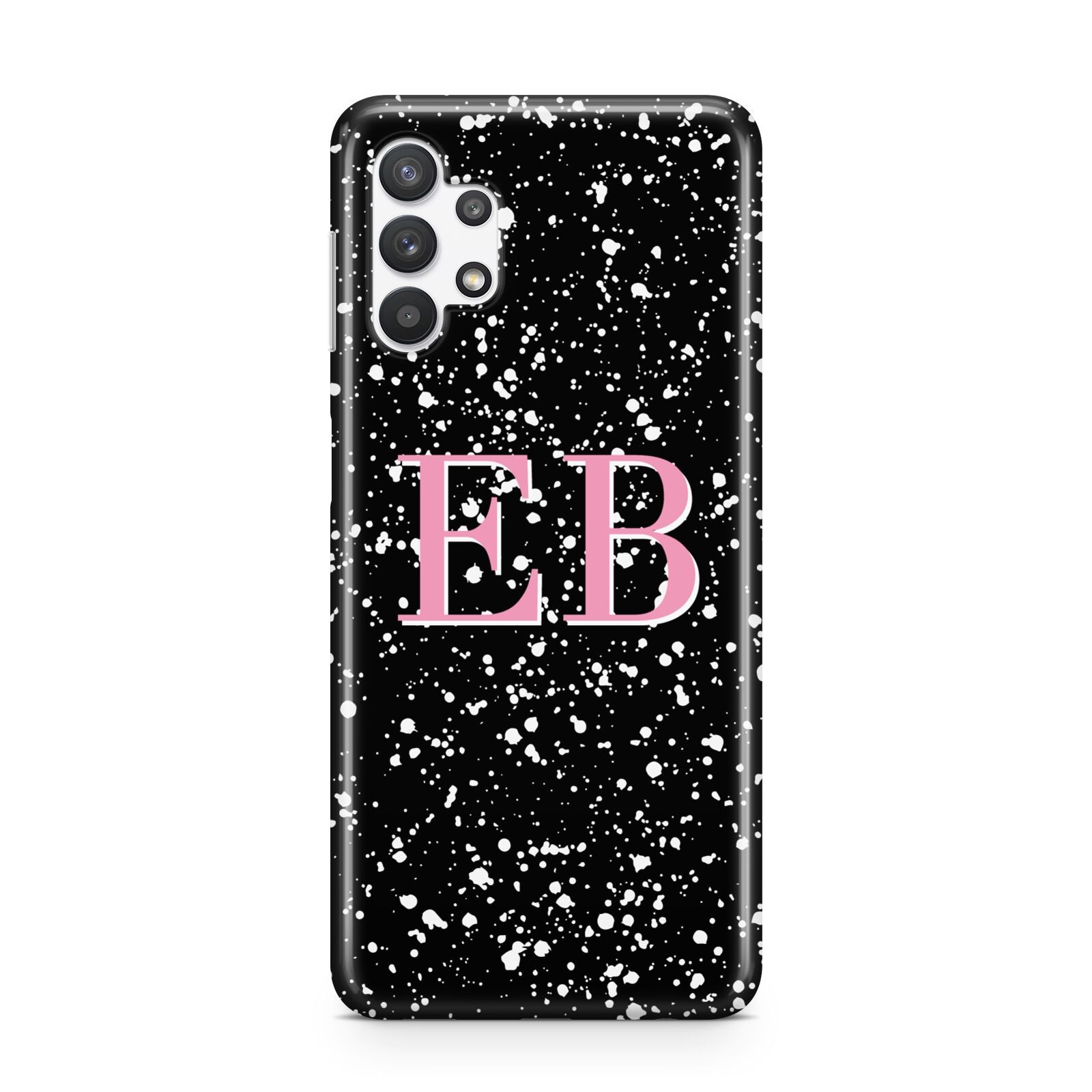 Personalised Black Ink Splat Initials Samsung A32 5G Case