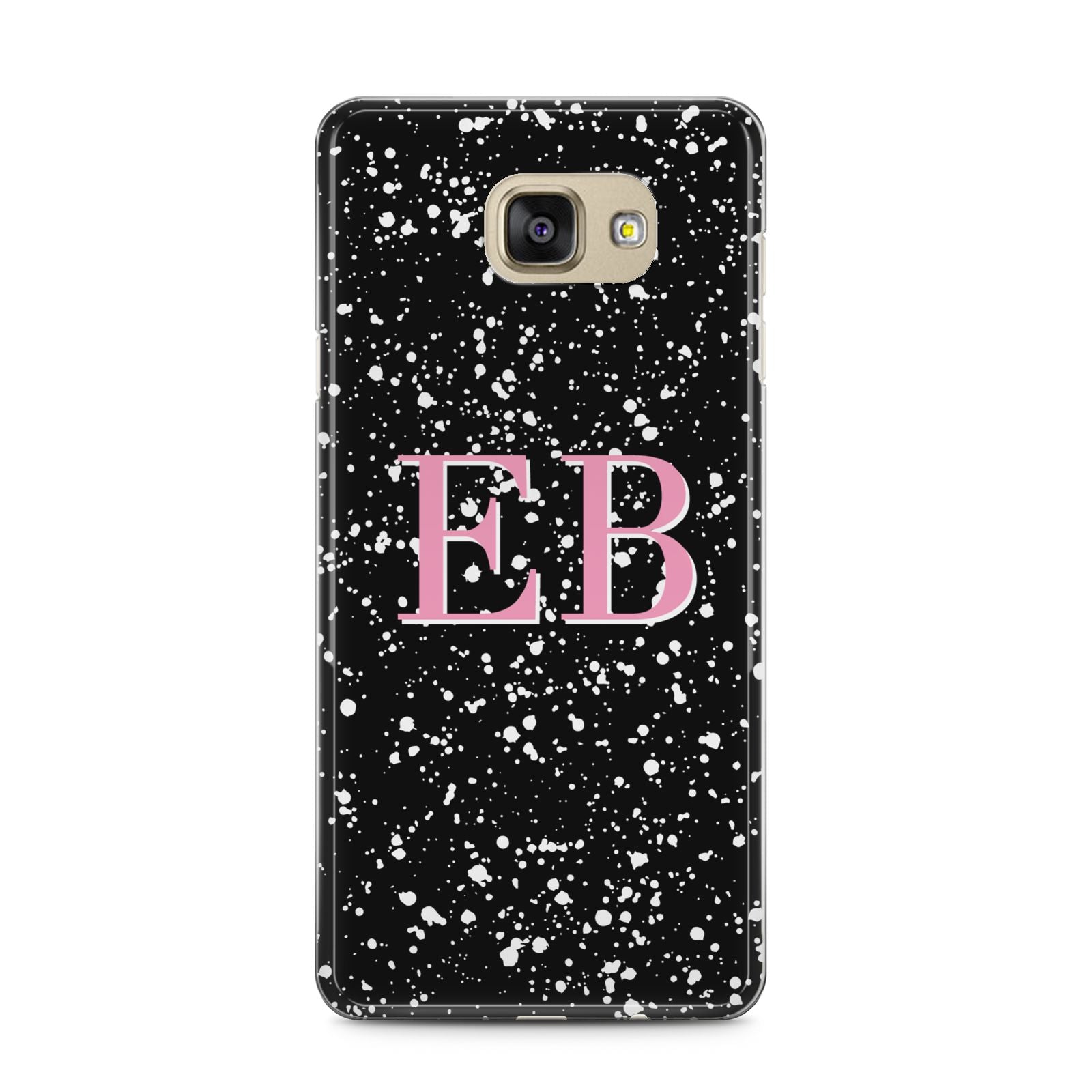 Personalised Black Ink Splat Initials Samsung Galaxy A5 2016 Case on gold phone