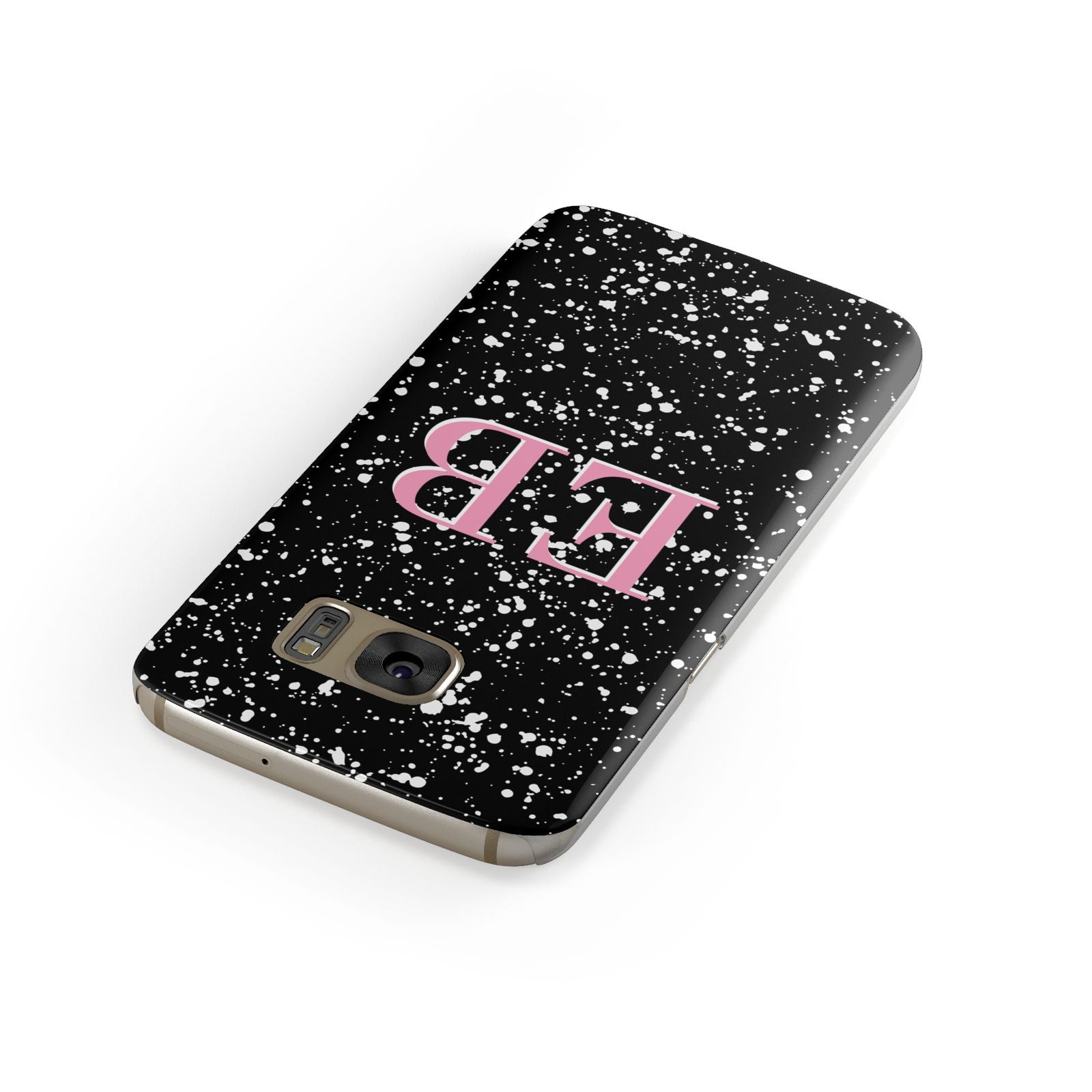 Personalised Black Ink Splat Initials Samsung Galaxy Case Front Close Up