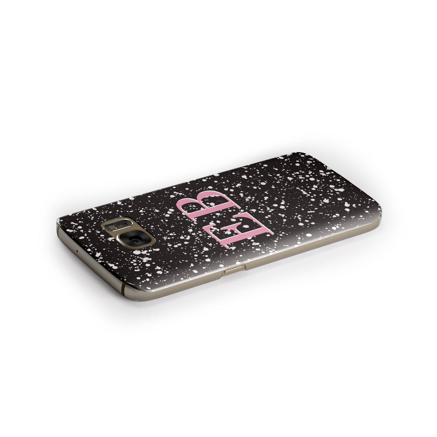 Personalised Black Ink Splat Initials Samsung Galaxy Case Side Close Up