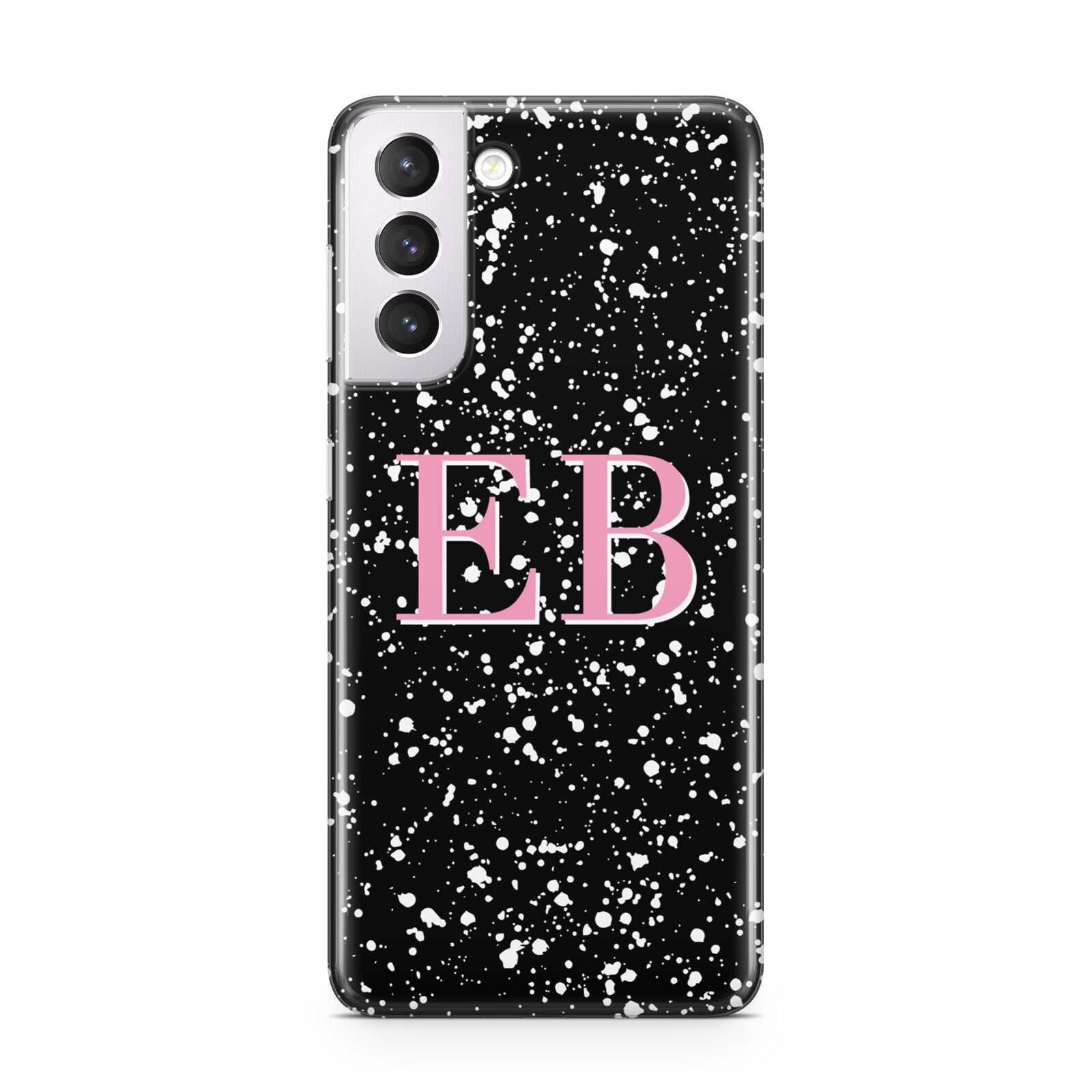 Personalised Black Ink Splat Initials Samsung S21 Case
