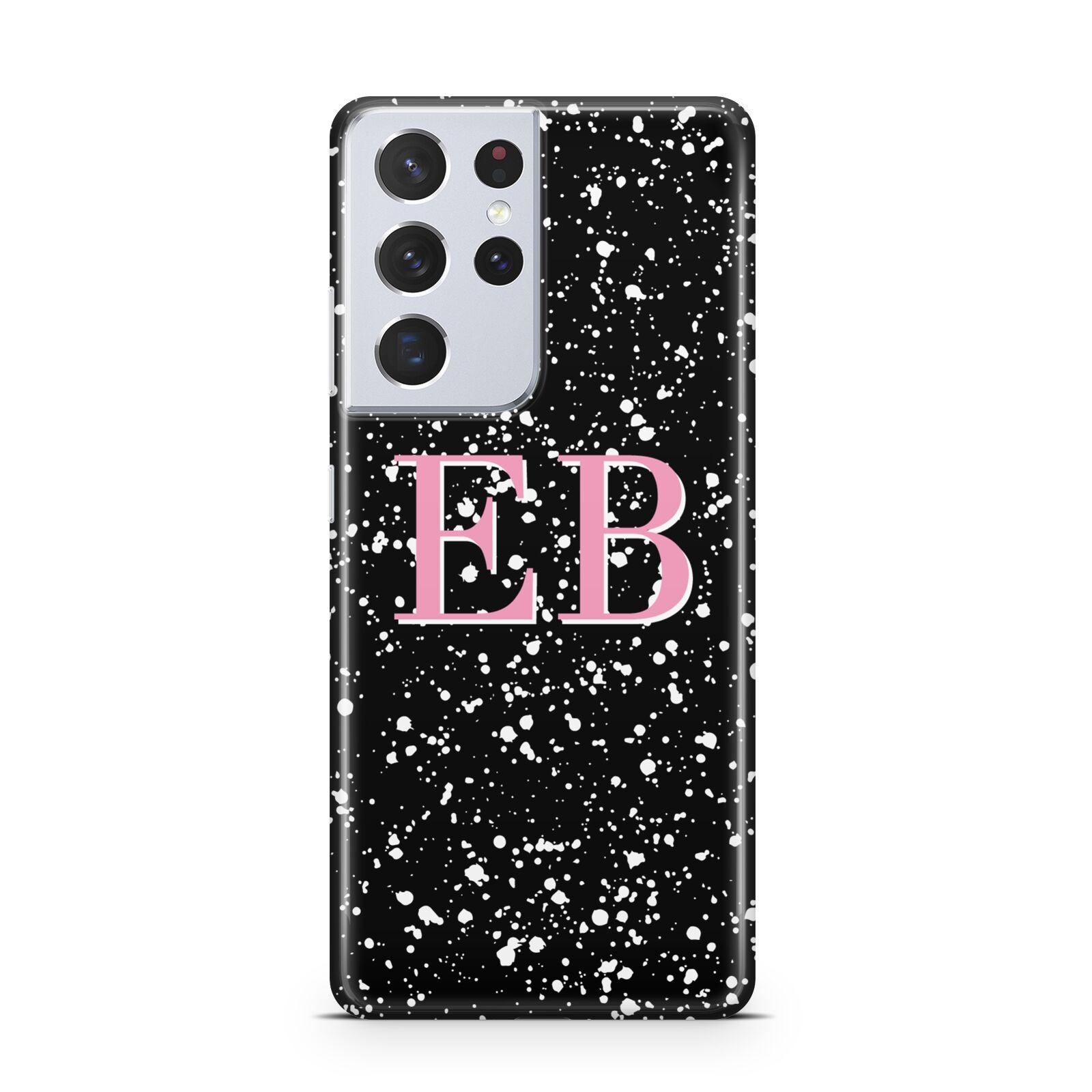 Personalised Black Ink Splat Initials Samsung S21 Ultra Case