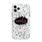 Personalised Black Ink Splat Name Apple iPhone 11 Pro Max in Silver with Bumper Case