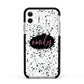 Personalised Black Ink Splat Name Apple iPhone 11 in White with Black Impact Case