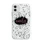 Personalised Black Ink Splat Name Apple iPhone 11 in White with Bumper Case