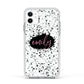 Personalised Black Ink Splat Name Apple iPhone 11 in White with White Impact Case