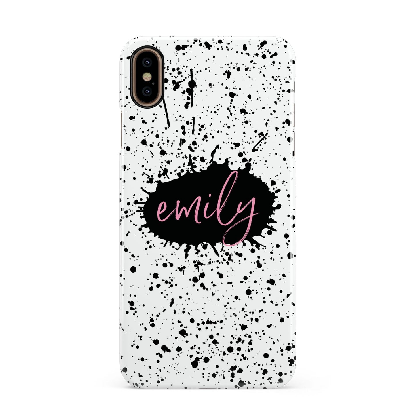 Personalised Black Ink Splat Name Apple iPhone Xs Max 3D Snap Case