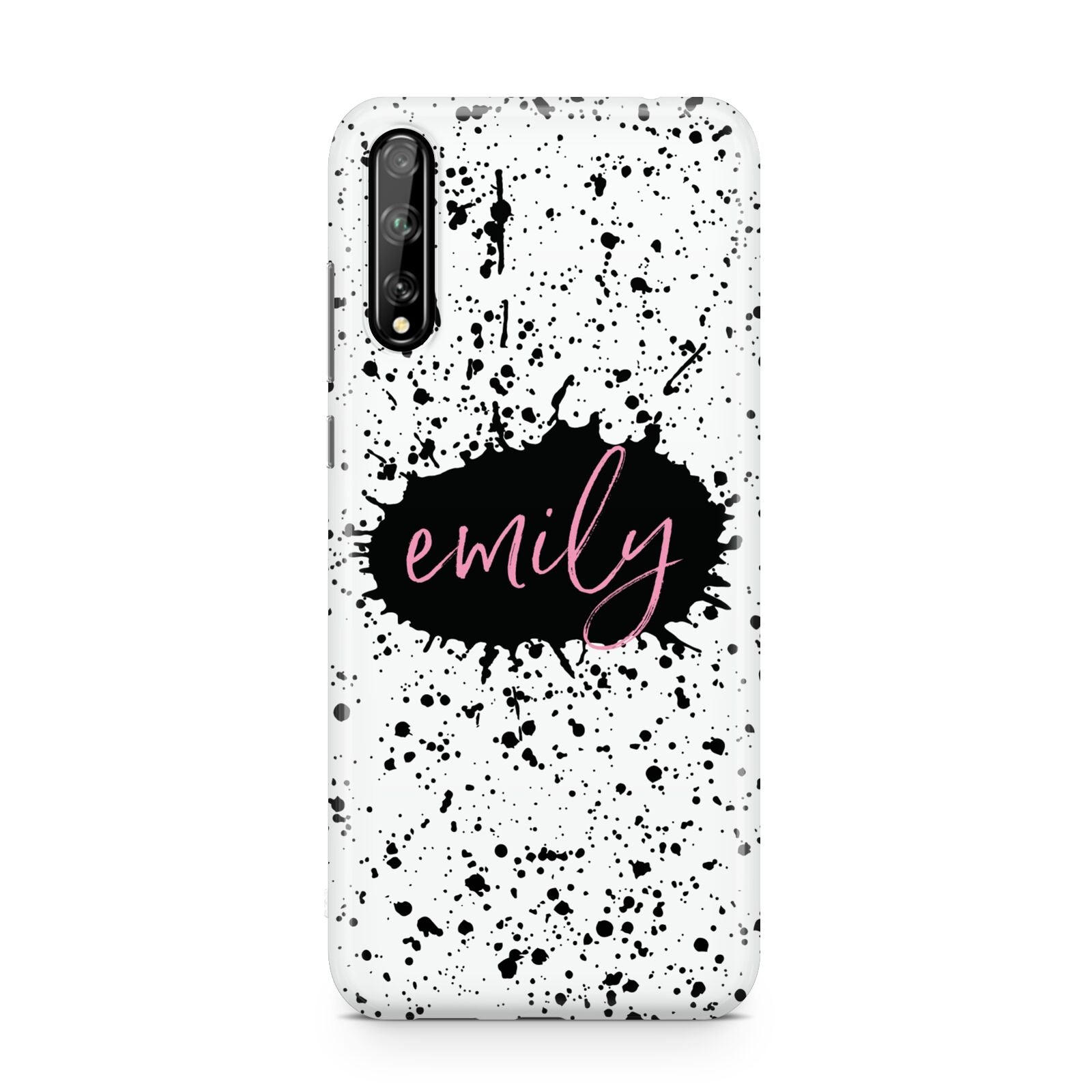 Personalised Black Ink Splat Name Huawei Enjoy 10s Phone Case