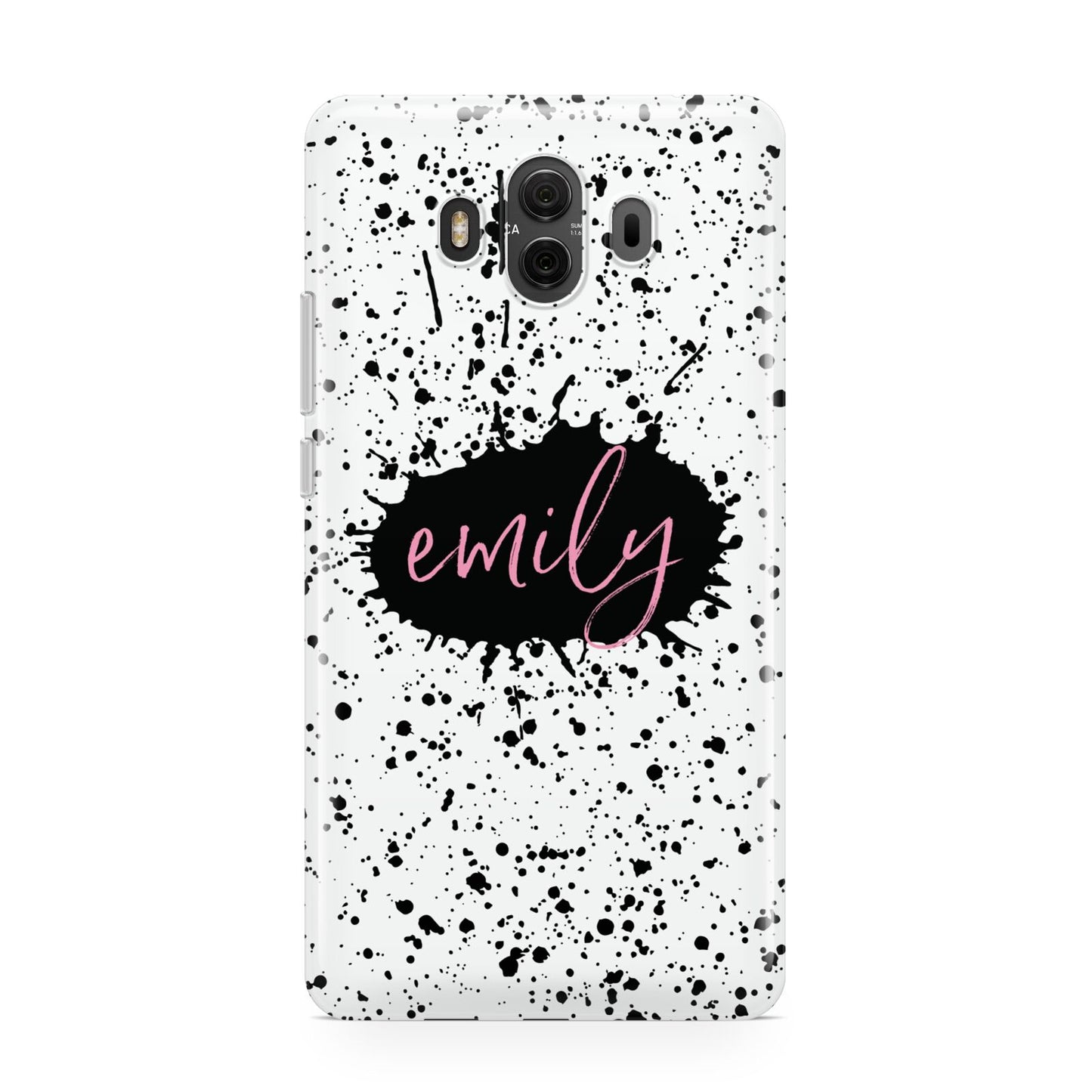 Personalised Black Ink Splat Name Huawei Mate 10 Protective Phone Case