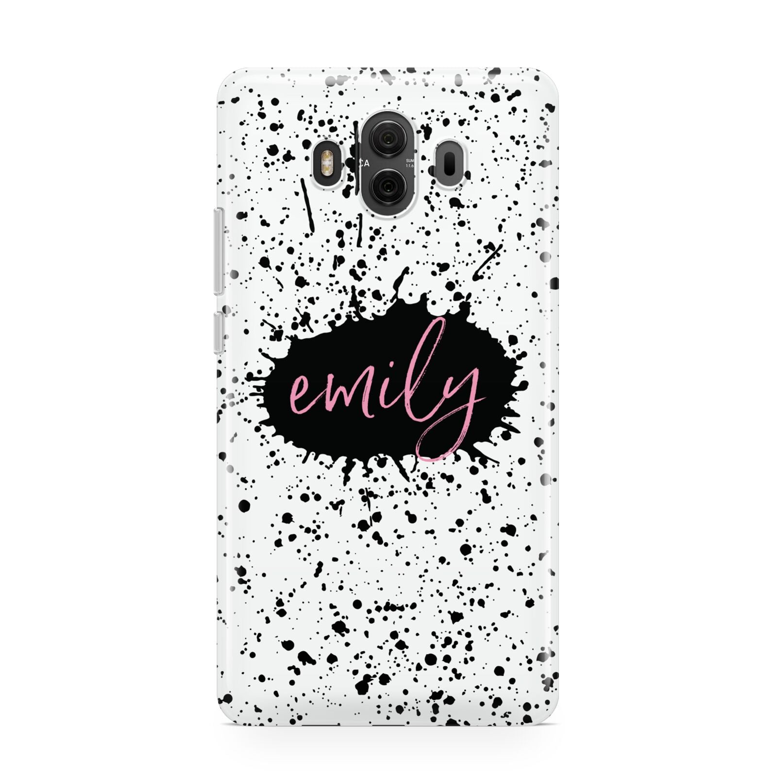 Personalised Black Ink Splat Name Huawei Mate 10 Protective Phone Case