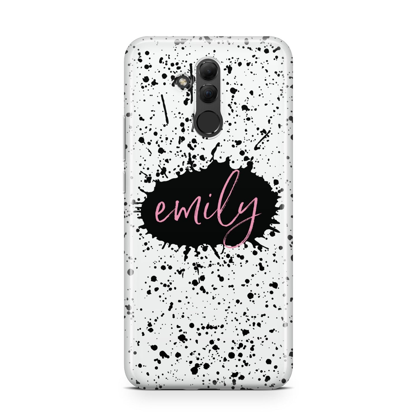 Personalised Black Ink Splat Name Huawei Mate 20 Lite