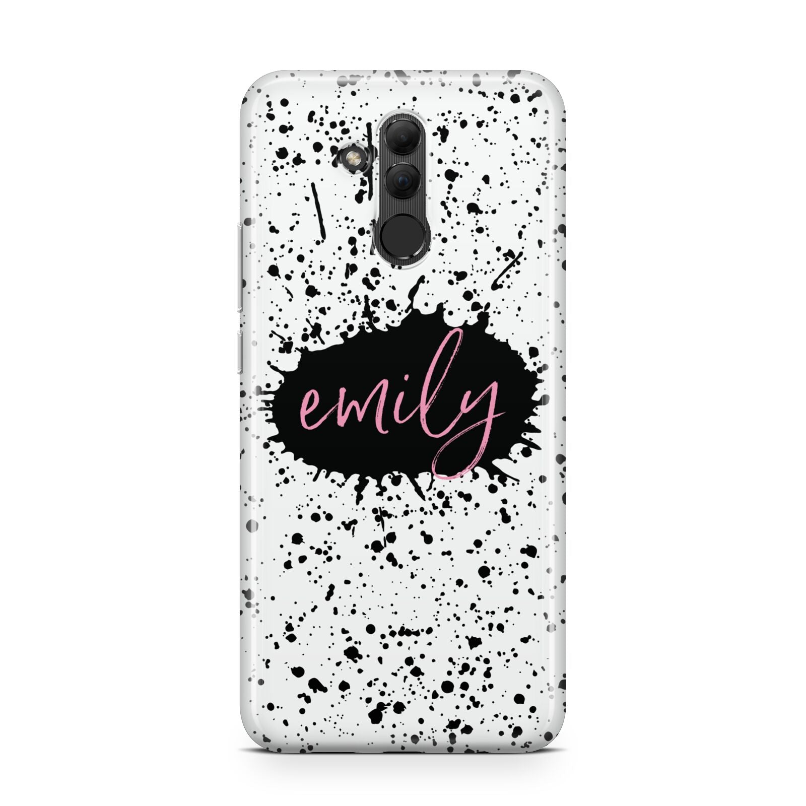Personalised Black Ink Splat Name Huawei Mate 20 Lite