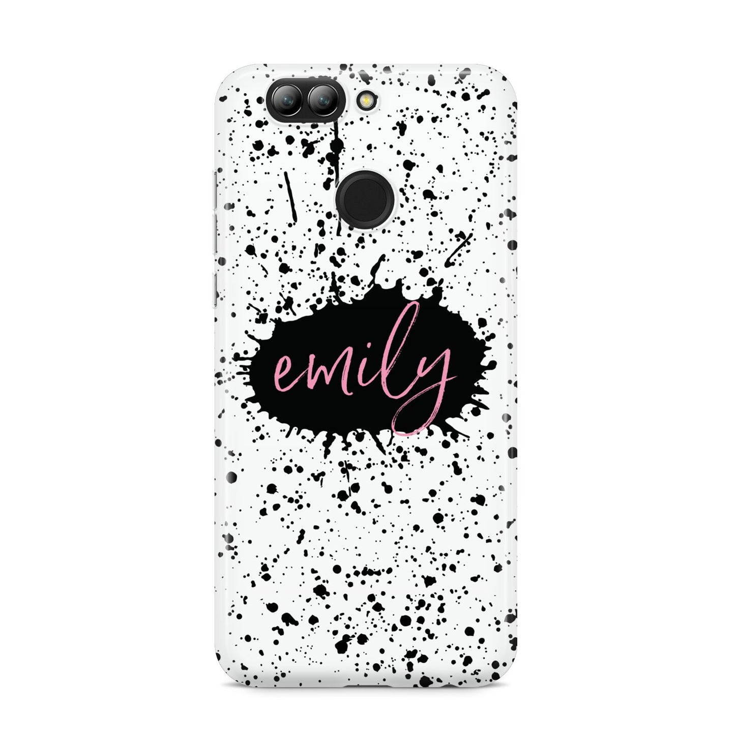 Personalised Black Ink Splat Name Huawei Nova 2s Phone Case
