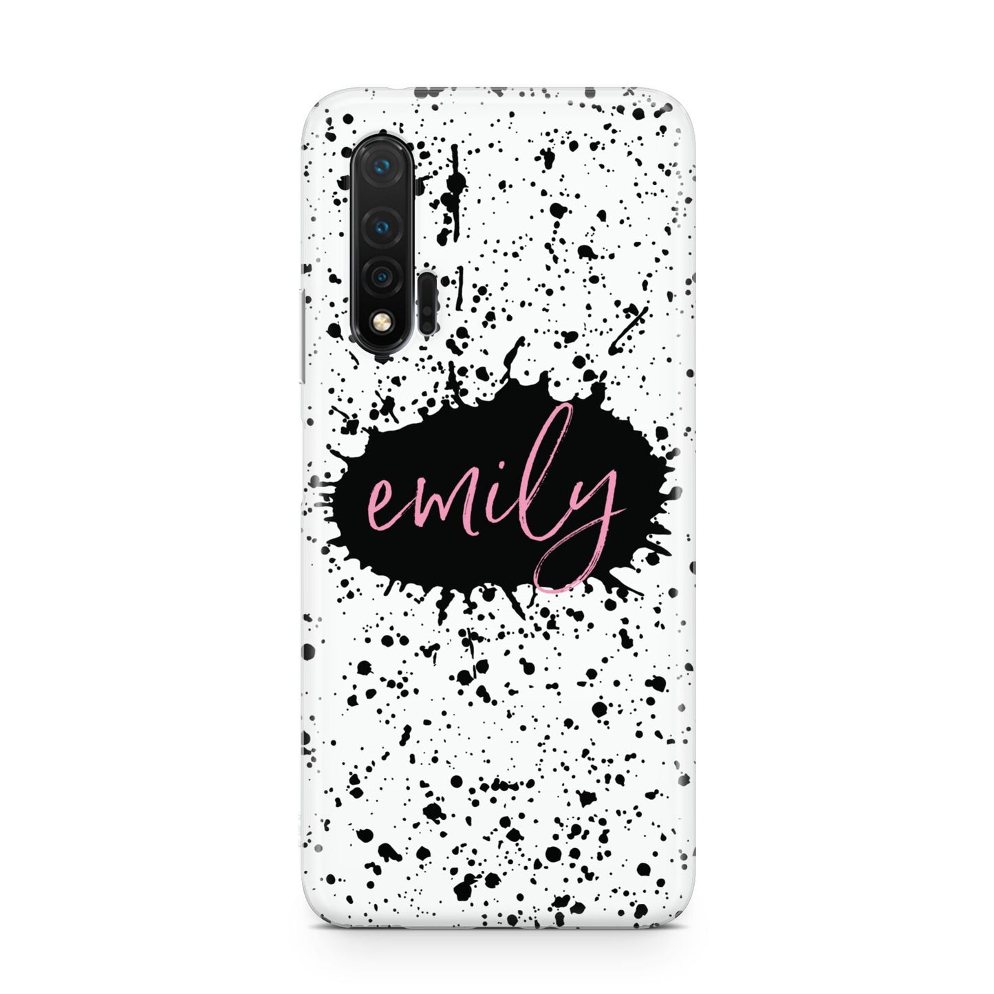 Personalised Black Ink Splat Name Huawei Nova 6 Phone Case