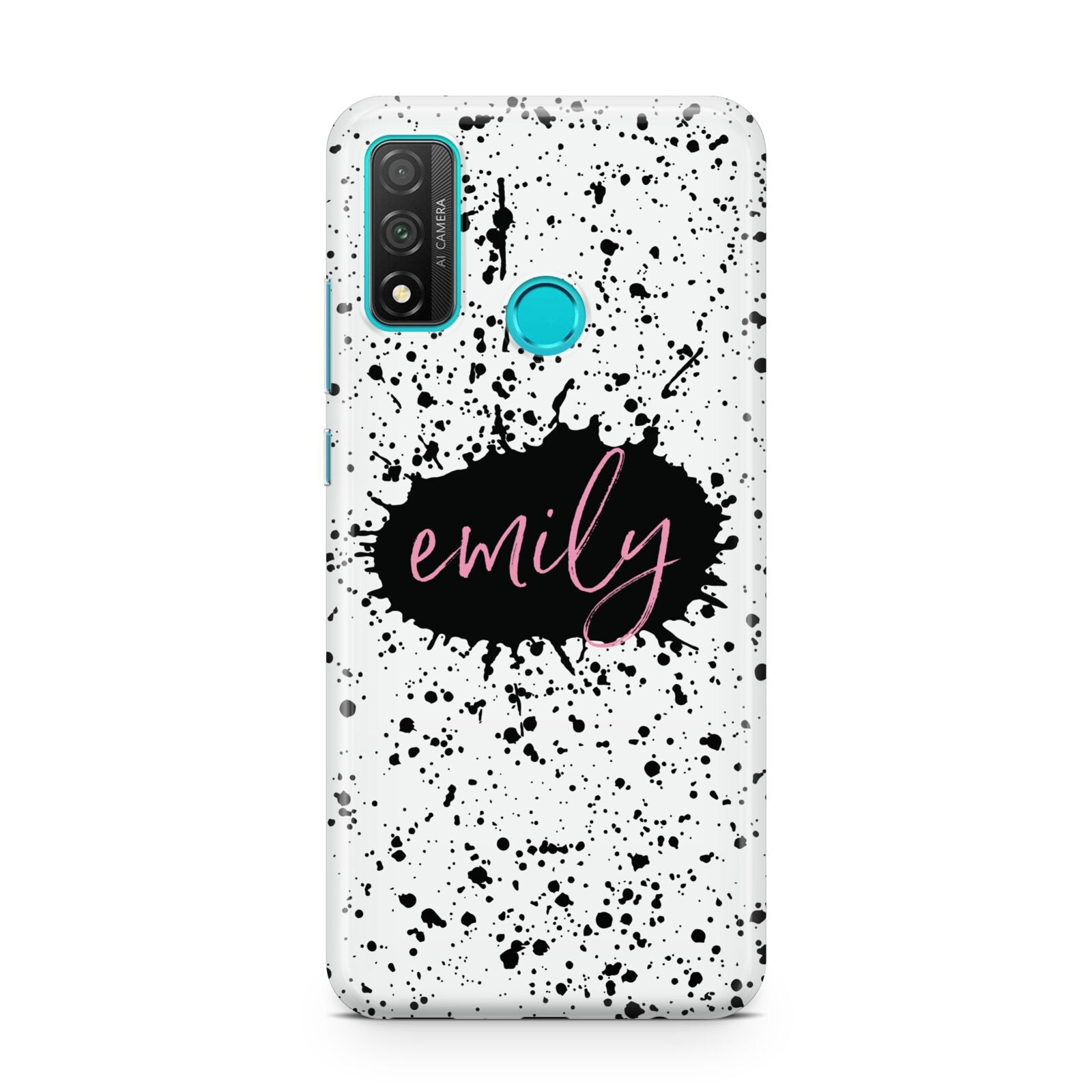 Personalised Black Ink Splat Name Huawei P Smart 2020