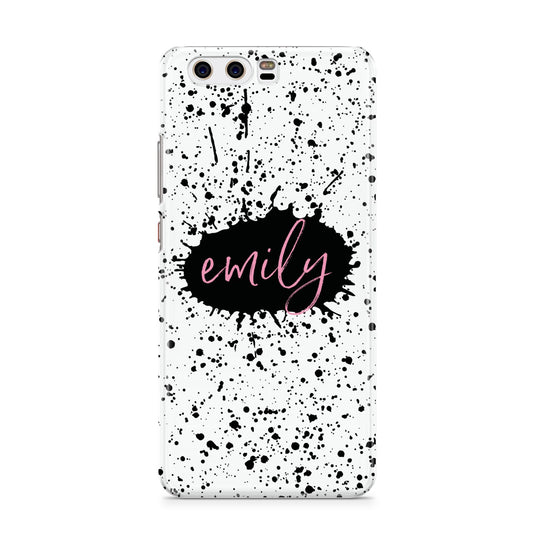 Personalised Black Ink Splat Name Huawei P10 Phone Case
