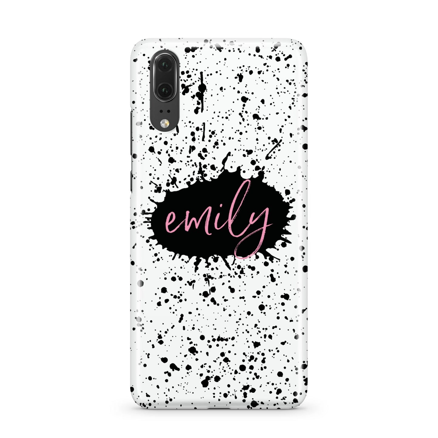 Personalised Black Ink Splat Name Huawei P20 Phone Case