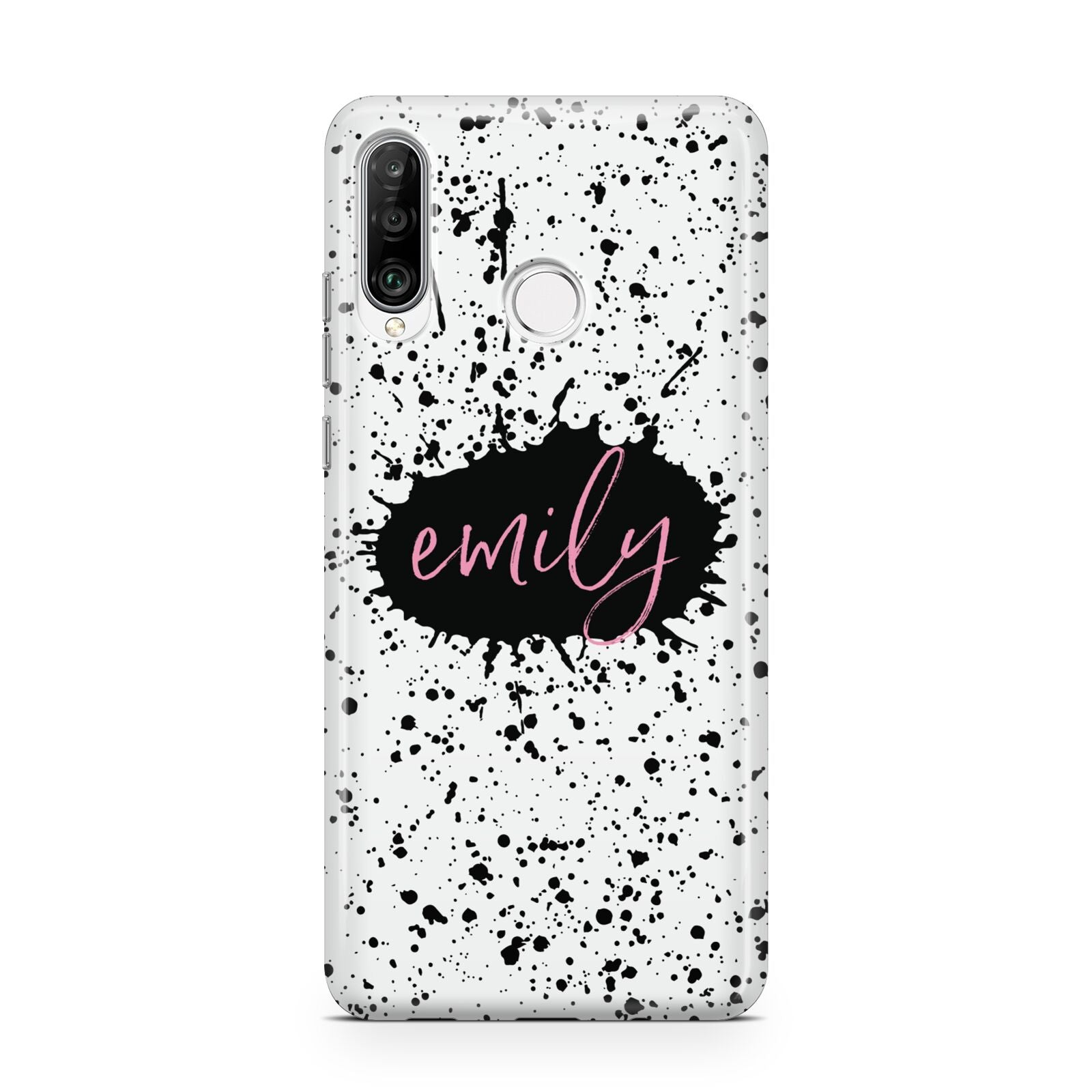 Personalised Black Ink Splat Name Huawei P30 Lite Phone Case