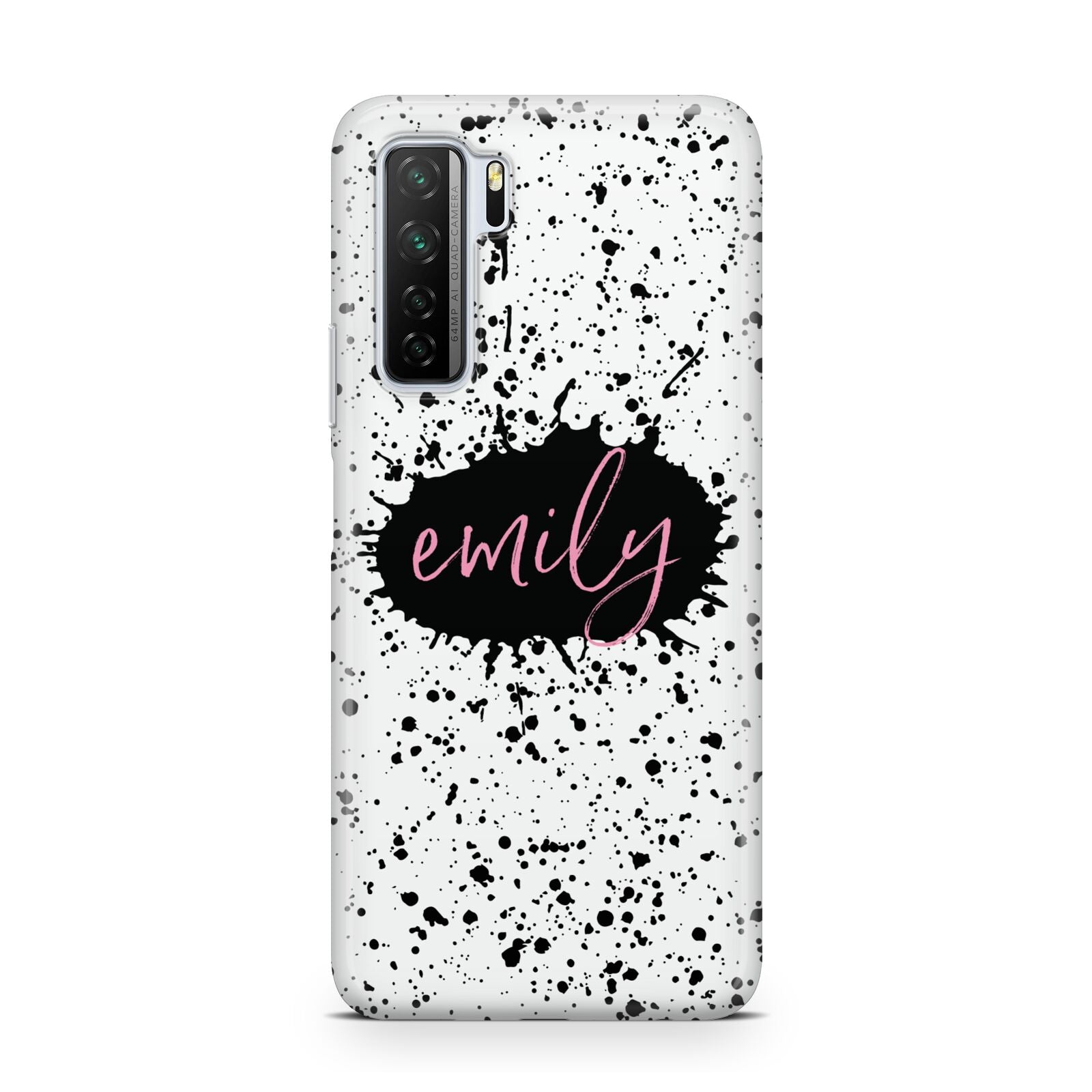 Personalised Black Ink Splat Name Huawei P40 Lite 5G Phone Case