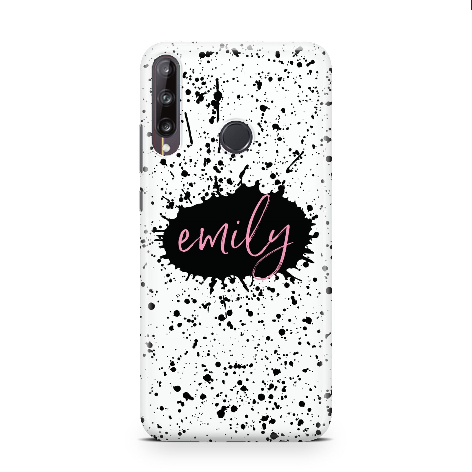 Personalised Black Ink Splat Name Huawei P40 Lite E Phone Case