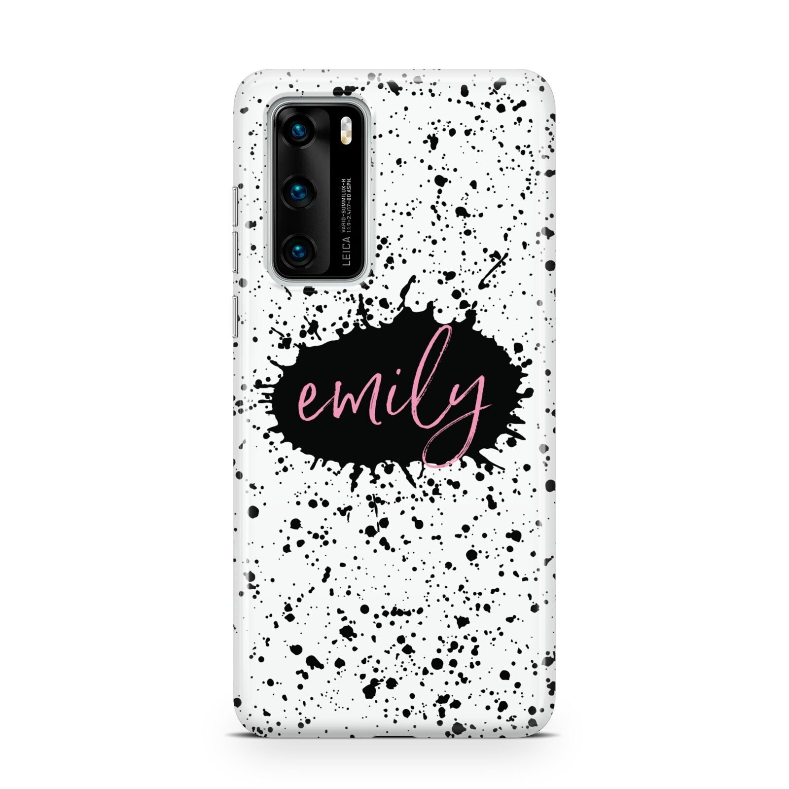 Personalised Black Ink Splat Name Huawei P40 Phone Case