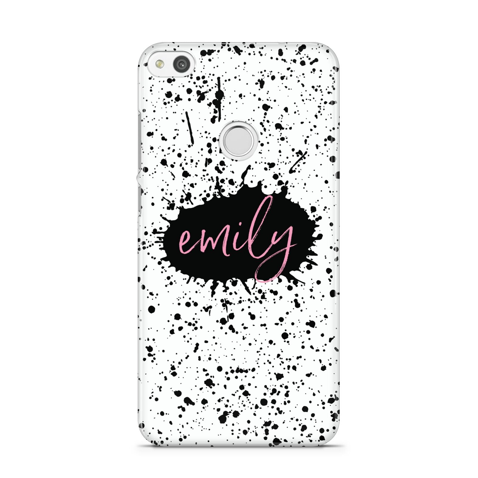 Personalised Black Ink Splat Name Huawei P8 Lite Case