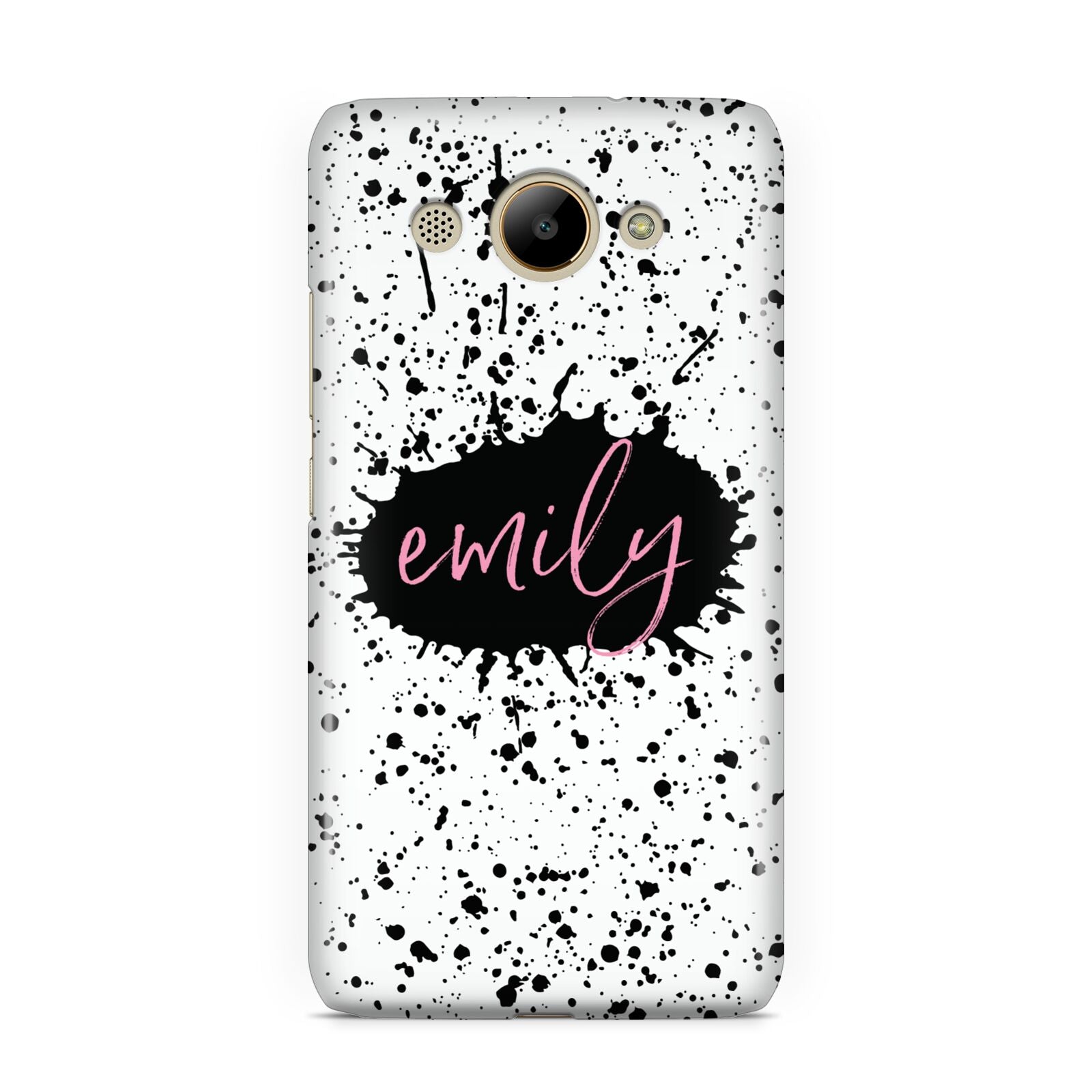Personalised Black Ink Splat Name Huawei Y3 2017