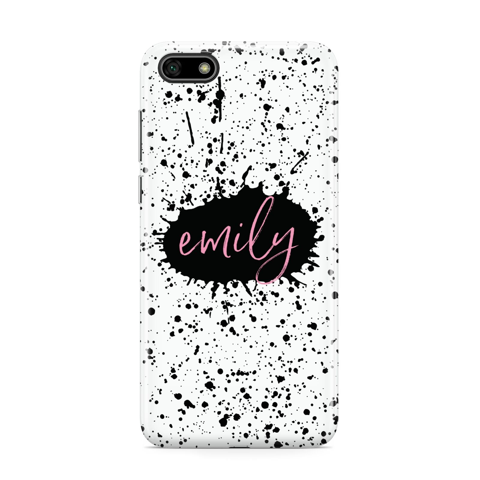 Personalised Black Ink Splat Name Huawei Y5 Prime 2018 Phone Case