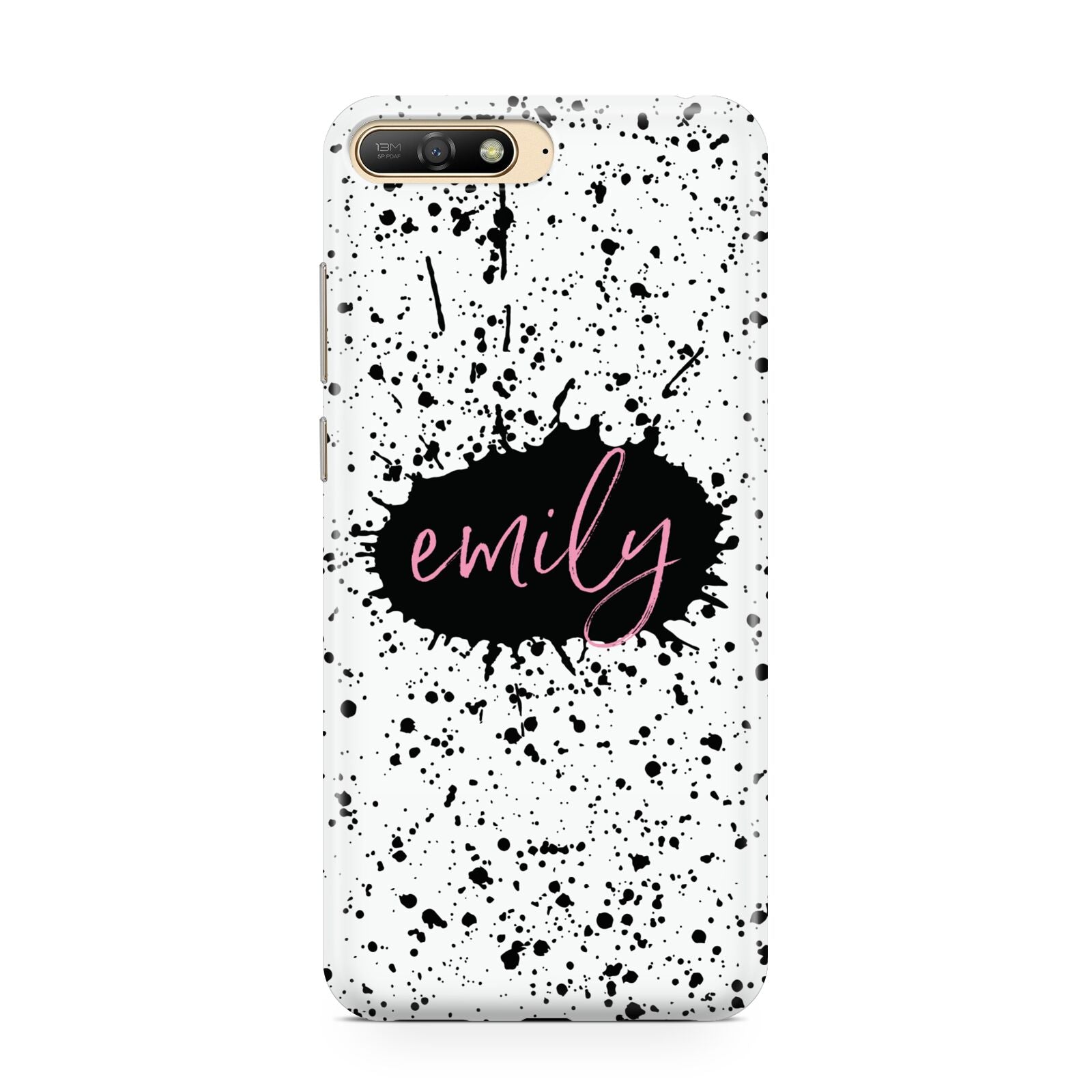 Personalised Black Ink Splat Name Huawei Y6 2018