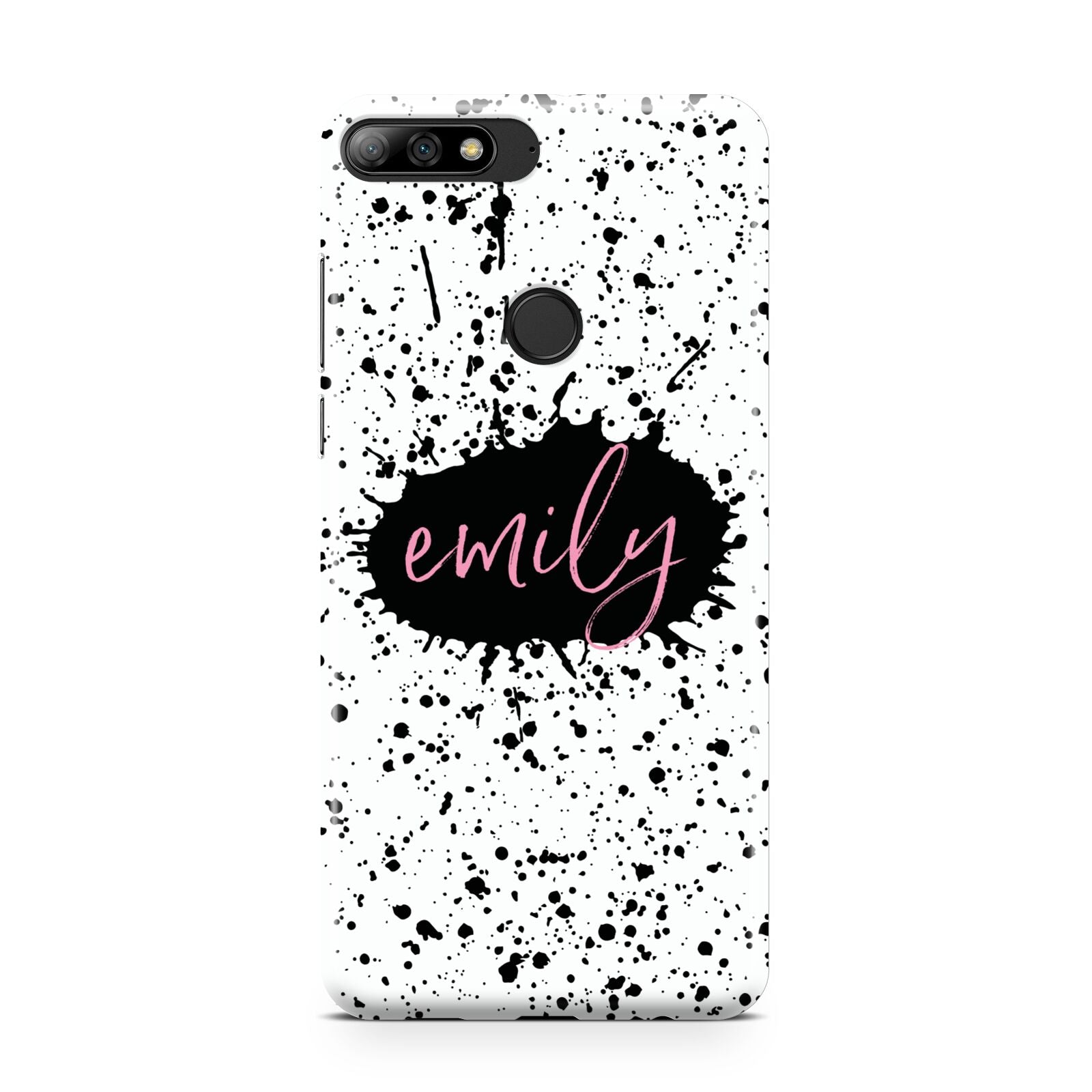Personalised Black Ink Splat Name Huawei Y7 2018