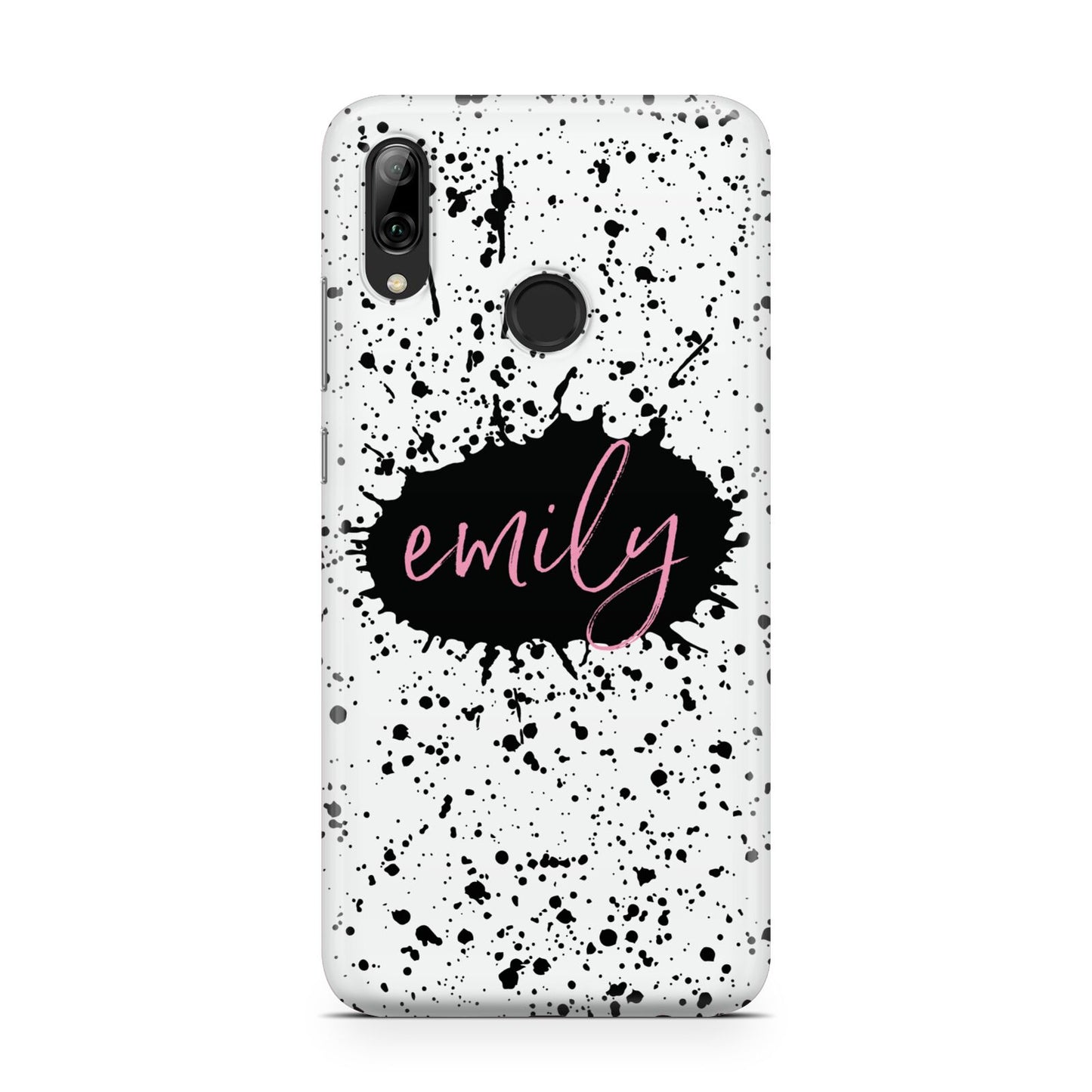 Personalised Black Ink Splat Name Huawei Y7 2019