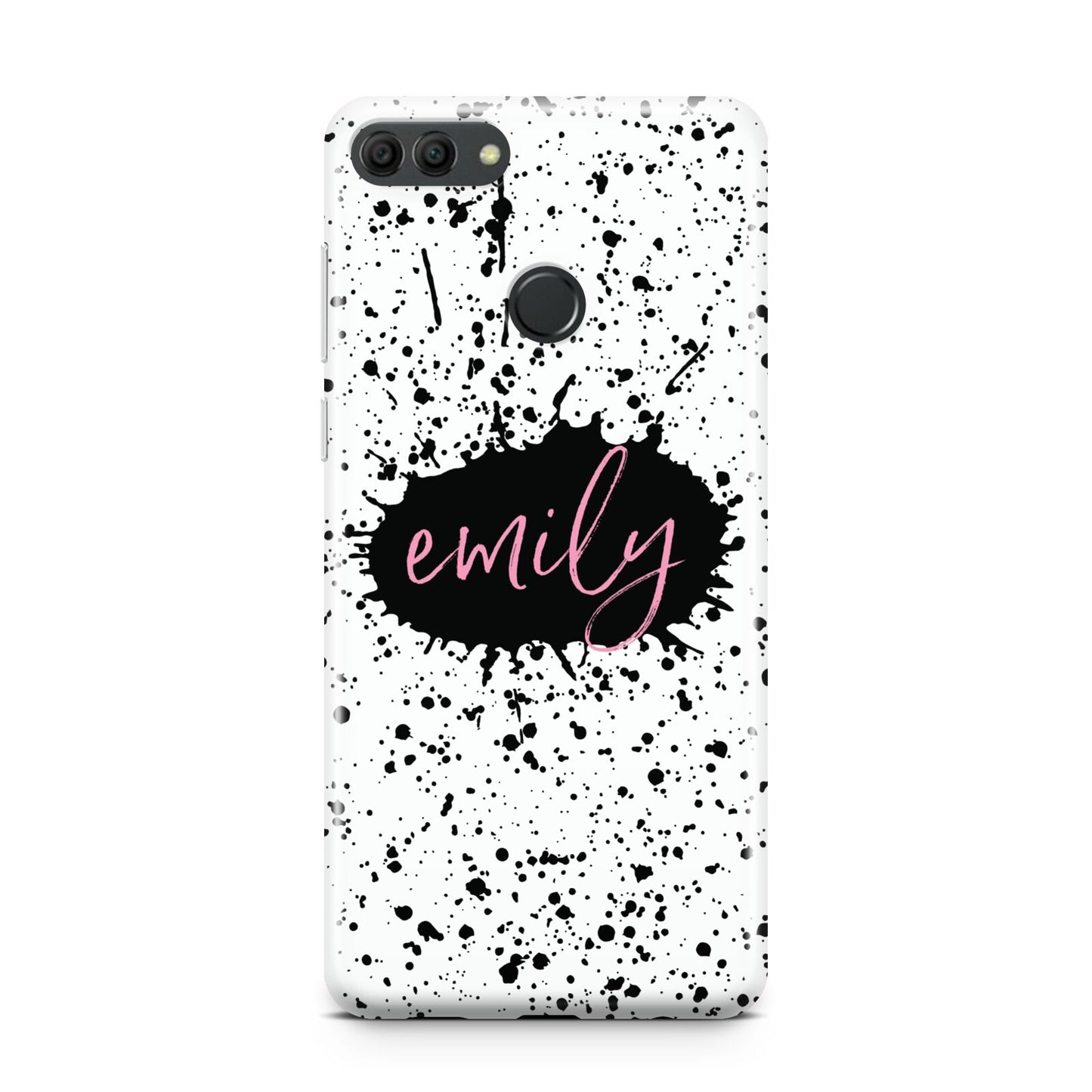 Personalised Black Ink Splat Name Huawei Y9 2018